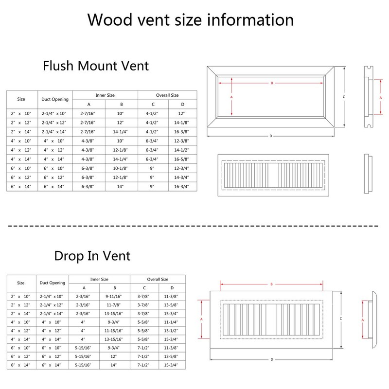 White Oak Wood Floor Register, Drop in Vent Cover with