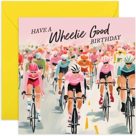 Old English Co. Wheelie Good Birthday Card for Him or Her - Cyclist Birthday Card - Tour De France Birthday Card - Fun Sport Card for Men and Women | Blank Inside Envelope