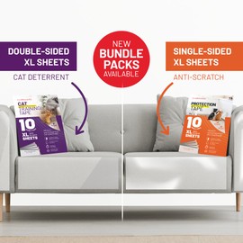 CLAWGUARD Bundle Pack – Dog Scratch Protection Tape Single-Sided 10 Pack Sheets and Cat Training Tape Anti Scratch Cat Deterrent Double-Sided 10 Pack Sheets. Dog & Cat Furniture Protector Pack