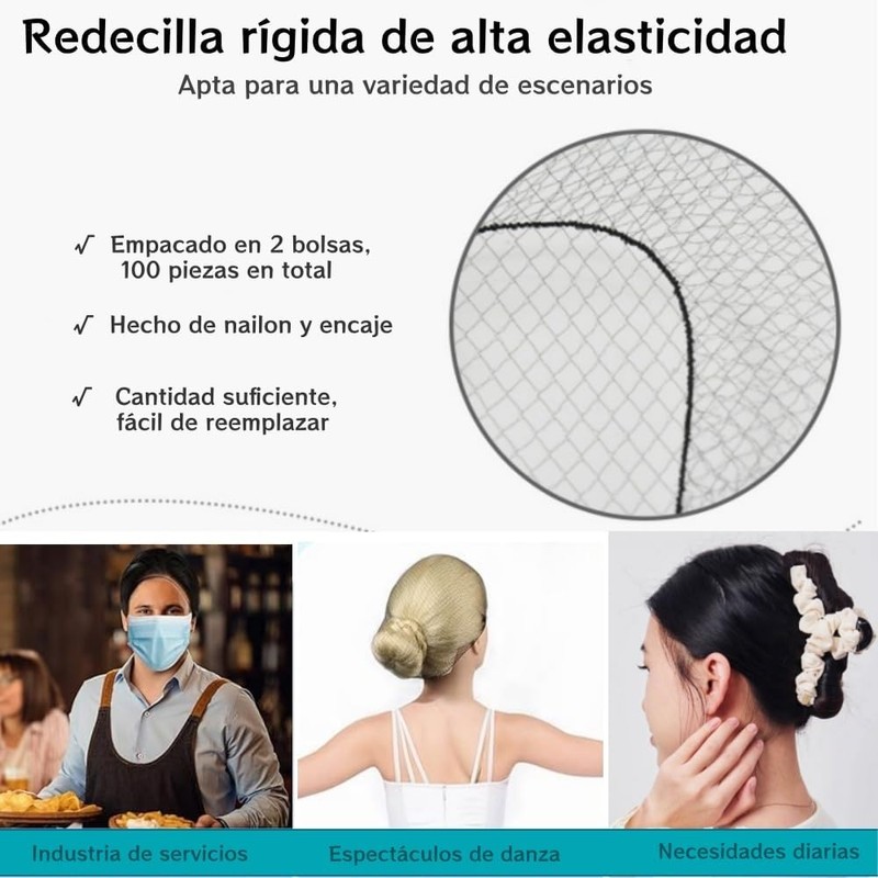 Red de Pelo Tejida, 100 piezas Redes Invisibles para Cabello,