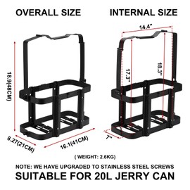 Mayouko Lockable Jerry Gas Can Holder Rack, 5 Gallon / 20 Liter Steel Jerry Can Mount Brackets, Metal Fuel & Gasolina Container, Detachable Carrier Mount, Only Holder Rack, Gas Can not Included