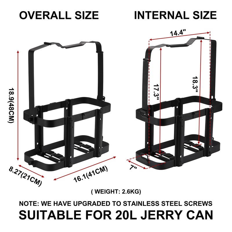 Mayouko Lockable Jerry Gas Can Holder Rack, 5 Gallon /