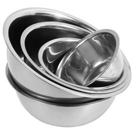 Stainless Steel Mixing Bowl Set of 5 with Measurement Markers Multipurpose Soup Basin 5 Sizes Space Saving Nesting Bowls Metal Kitchen Bowl for Baking Food Storage (0.5L,0.8L,1.55L,2.1L,2.6L)