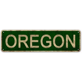 LINStore Oregon Sign, America State Name Vintage Metal Tin Sign, Wall Decor for Office/Home/Classroom - Best Decor Gift Ideas for Women Men Friends 4x16 Inches