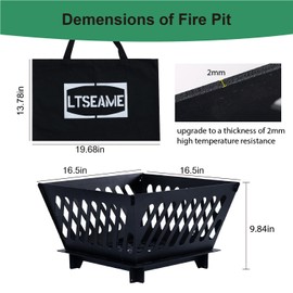 LTSEAME 17 inch Portable Fire Pit for Outside Collapsible Plug Fire Pit Suitable for Camping, Picnics, Courtyards, Garden Bonfires and Outdoor Firewood with Storage Bag (Trapezoid S-17in)
