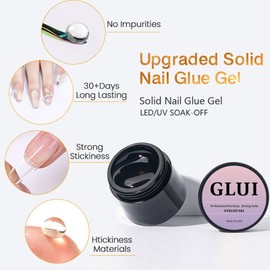 GLUI Nail Glue, 15g Solid Nail Glue Kit, Solid Nail Gel for Press On Nails, Strong Adhesive Nails Kit for Women DIY Home Salon Use, The Key to Safer, Longer-Lasting Nails (2)