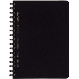 Kokuyo Soft Ring Notebooks, Business, Graph Ruled, A6, 70 Sheets, Black, SV457S5-D (Set of 5)
