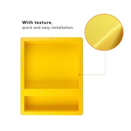 Modern Home Hotel Bathroom 16"x20" OEM Custom ABS Waterproof Recessed Double Compartment Tile-in Shower Storage NicheColor: Yellow