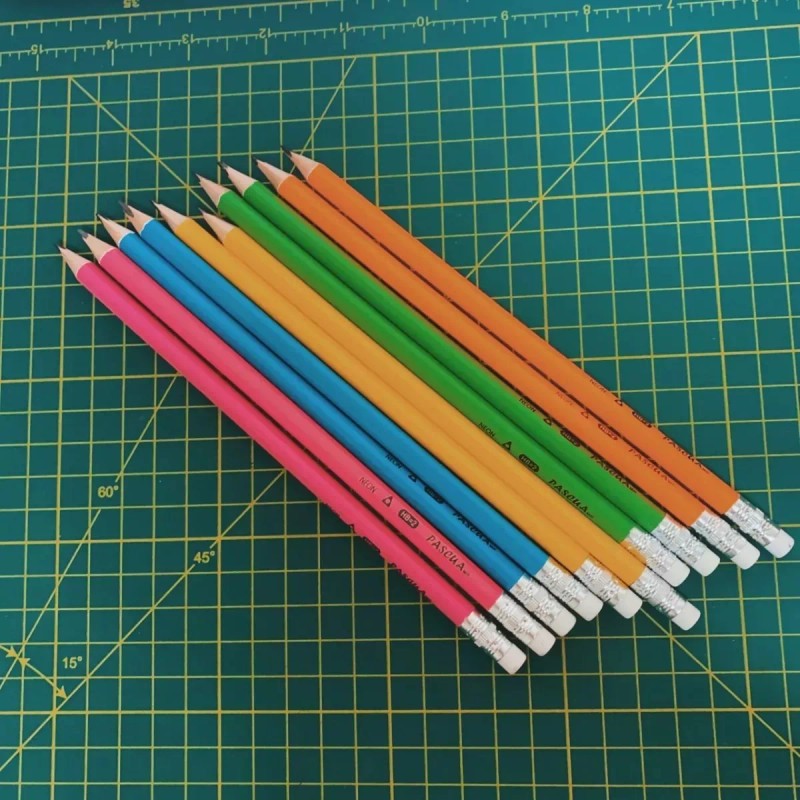 Pascua 10 Lapices Grafito Triangular Pascua Neon