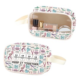 Dentist Orthodontist Clear Makeup Bag Orthodontist Appreciation Gift Keep It Together PU Leather Cosmetic Bag (Keep It PU)