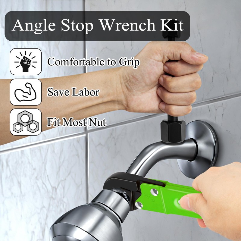 Ponpon Angle Stop Wrench Kit, Plumbing Tools, Angle-on Plumber Wrench