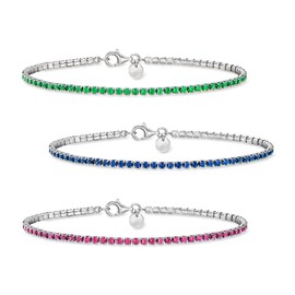 Ross-Simons Italian 6.92 ct. t.w. Simulated Emerald, Ruby and Sapphire Jewelry Set: 3 Tennis Bracelets in Sterling Silver. 8 inches