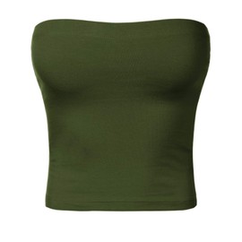 HATOPANTS Women's Tube Crop Shapewear Tops Strapless Cute Sexy Cotton Basic Casual, 014-army Green-1, Small