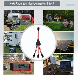 RPTCOTU Anderson Splitter Cable,1 to 3 Solar Charging Splitter Cable, 12AWG Y Splitter Cables for Solar Generator Power Station（Ads 45A 1 to 3）