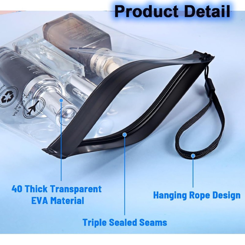 4 Pack Clear Toiletry Bag, Leakproof Airport Security Liquid Bag