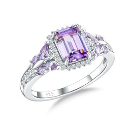 AGRULE Butterfly Ring Sterling Silver 4 Carat Emerald Cut Engagement Rings for Women Emerald Green Promise Ring for Women, Size 6