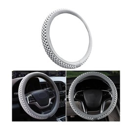 Bittwee Elastic Stretch Car Steering Wheel Cover, Breathable Ice Silk Steering Wheel Protetcor, Soft Anti-Slip Cool in Summer, Auto Decoration Accessories Universal for Most Cars, SUVs, RVs（Gray）