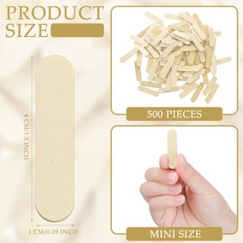 Tioncy 500 Pcs Mini Sticks for Crafts 1.57 x 0.39 x 0.08 Inches Natural Ice Cream Wooden Small Sticks for Adults DIY Home Stirring Waxing Art Projects