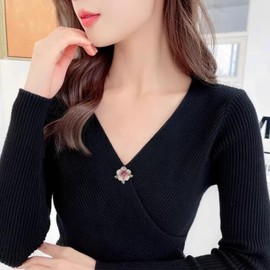 FOSDICK Pack of 5 Brooch Buttons, Crystal Button Brooches for Clothes, Buttons Without Sewing, Pins Pins, Shirt Buttons, Removable Brooch Corset, Bouquet, Safety Pins for Women