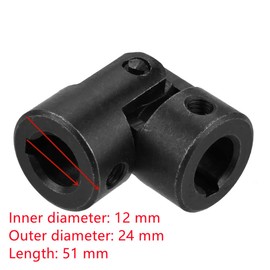 Universal Joint 12 mm Shaft Coupling Motor Connection DIY Steering Universal Joint with Groove 12 × 24 × 51 mm Universal Joint