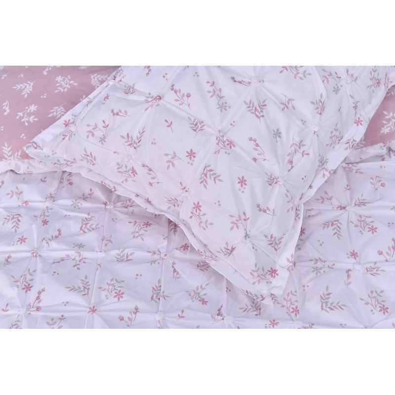 Sleepdown Duvet Cover Set, Blush Pink White, Single