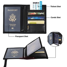 Rough Enough Passport Wallet Cover Holder Case for Men Women Kids Family Travel Vacation Trip Essentials in Cordura Black