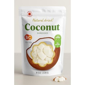 Natural Dried Coconut - NO Added Chemicals/NO Sulfur Dioxide - Premium Quality, Tasty Snack. 100% Natural - 8 oz (226g).