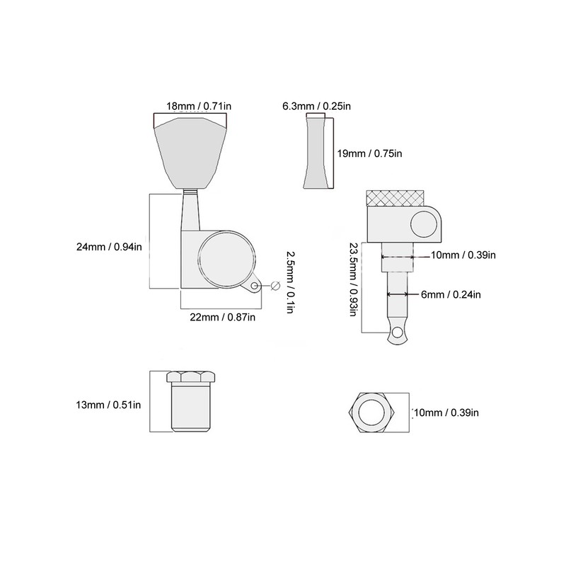 6PCS Guitar Locking Tuners Triangular Head String Tuning Key Pegs