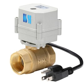 HSH-Flo 1/2" 3/4" 1" 1-1/4" 12V/24VAC/DC 110V-230VAC Brass/Copper On/Off Normally Closed Electrical Motorized Ball Valve (110-230VAC, 1 Inch with Plug)