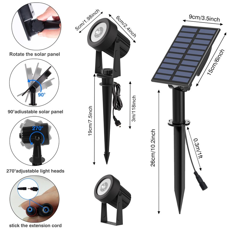 T-SUNUS Solar Garden Spot Lights, LED Solar Landscape Light Outdoor