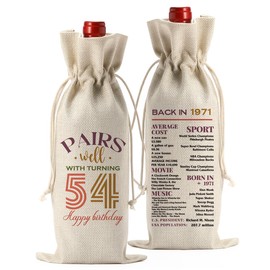 FBCCZEY Funny 54th Birthday Gifts for Women Men - Wine Bag for 54 Year Old - Happy Anniversary Party Supplies Decorations - Back in 1971 Wine Bags - 2025