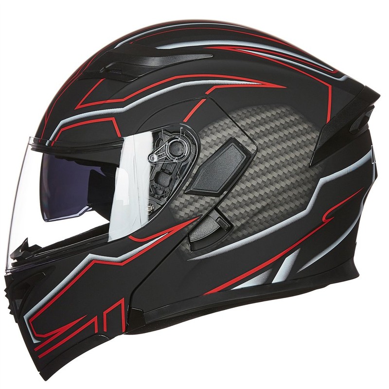 ILM Motorcycle Dual Visor Flip up Modular Full Face Helmet