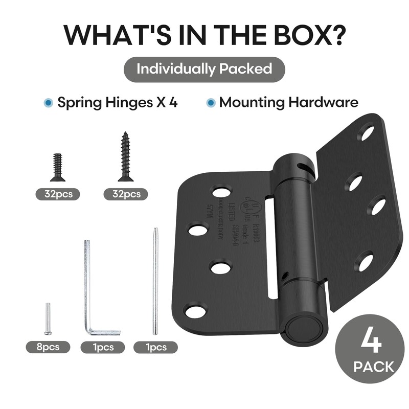 Treasem Self Closing Door Hinges, Auto Closing Spring Hinges with