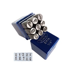 YKLP 1/4" Metal Number Stamps Set, 6mm Steel Number Punch DIY Tool for Leather, Brass, Aluminum, Mild Steel 9Pcs(0-9)