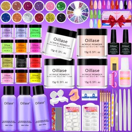Large Acrylic Nail Kit Set Professional Acrylic with Everything, Nail Acrylic Powder for Beginners, Acrylic Nail Supplies Acrylic Nail Brush, Practice Hand for Acrylic Nails (Multicolor with everything)