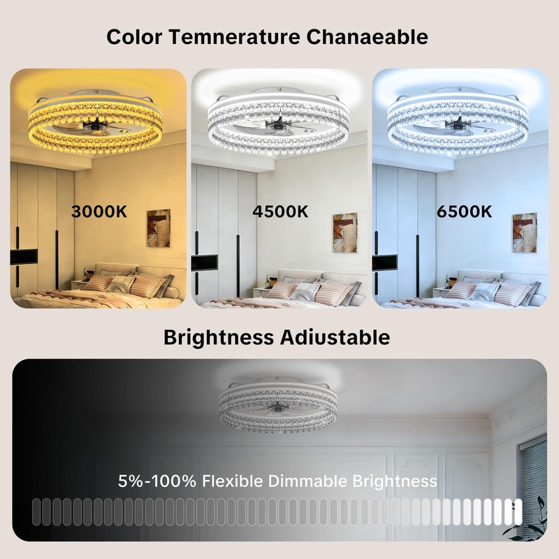 Franjulia 20" Ceiling Fans with Lights and Remote,Dimmable,6-Speed,Bright