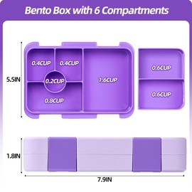 MSSWFSG Bento Lunch Box for Kids & Toddlers, Leak-Proof Lunchbox with 5/6 Compartments Back to School, Snack Containers for On-the-Go Meal, Made with Safe BPA-Free Material