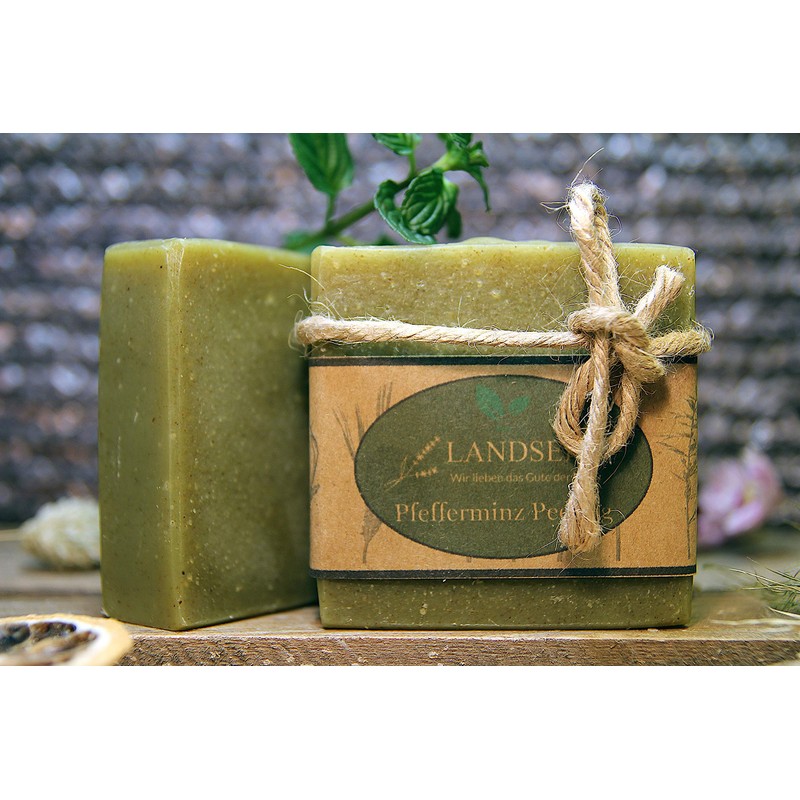 Landseife Peppermint Exfoliating Soap - Handmade Organic Natural Soap