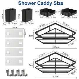 Corner Shower Caddy, 6 Pack Shower Organizer with Soap Holder, No Drill, 304 Stainless Steel Shower Organizer for kitchen and Home Decor