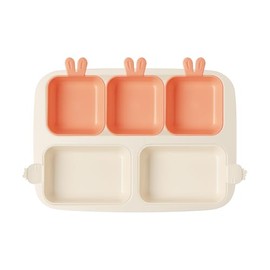 NESTIQUE Rabbit One Plate for Baby & Toddler | BPA-Free Kids Dinnerware | Divided Design | Heat Resistant Microwave and Dishwasher Safe (Peach Fuzz)