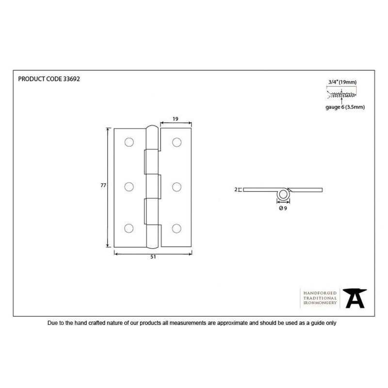 From The Anvil Pewter 3 Inch Butt Hinge (Pair)