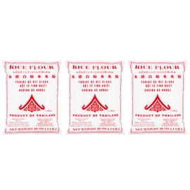 Thairaya Rice Flour, 16 oz, White, Gluten-Free, Vegan, Water Milled (Pack of 3)