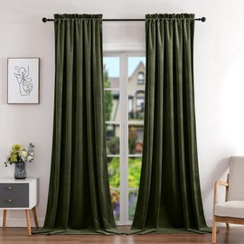 Teetia Luxurious Green Velvet Curtains, Elegant Room Darkening Thermal Soundproof Green Velvet Curtains for Bedroom Living Room (Dark Green, W52*L96 inches)