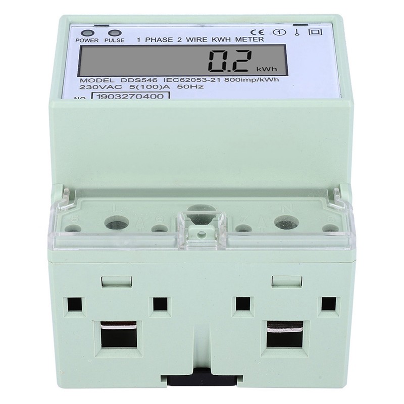 Single Phase 5-100A 230VAC Energy Meter DIN Rail Digital LCD