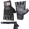 ISH Sports Leather Weight Lifting Gloves Long Wrist Wrap Gloves