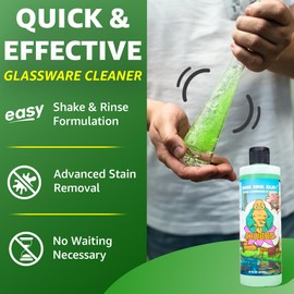 Chubbs Shake & Rinse Glass Cleaner - Cleans and Restores Within Minutes/Removes Hard-To-Reach Stains From Glassware | Perfect for Ceramic, Glass, Plastic, Silicone, & Metal (32 Fl Oz)