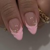 LPOODDNU 3D Pink Press on Nails Almond - Medium French