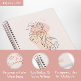 Häfft® College Timer Mini A6 + 2025/2026 "Life is Beautiful" School Planner Small School Planner, Homework Book, Student Planner - Sustainable & Climate Friendly