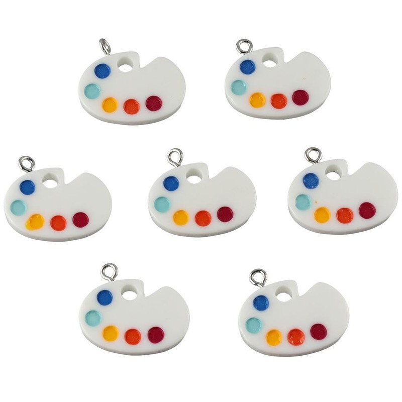 YYlingx 30 Pcs Colorful Paint Tray Charms for Jewelry Making