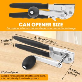 Commercial Can Opener, Handheld Can Opener Easy for Big Cans, Manual Heavy Duty Crank Jar Openers, Folding Hand Crank Bottle Openers With Comfortable Long Handles for Seniors(COLOR:Black)
